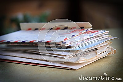 Stack of Old Letters Stock Photo