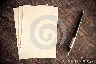 Stack of old paper cards Stock Photo