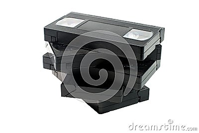 Stack of old video tapes Stock Photo