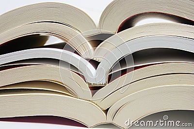 Stack of Open Books Stock Photo