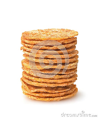 Stack of organic corn paprika chips Stock Photo