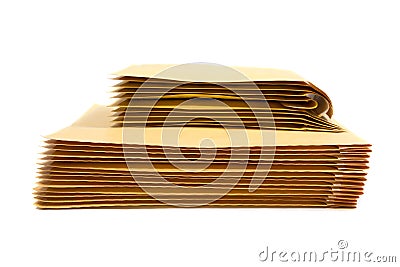 Stack of padded mailing envelopes isolated Stock Photo