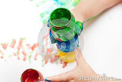 Stack of paint buckets Stock Photo