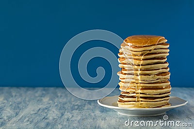 Stack of pancakes with hone Stock Photo