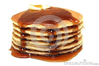 Stack of Pancakes and Syrup Stock Photo