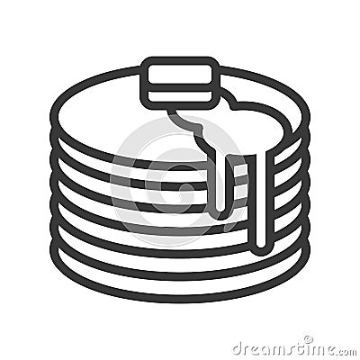 Stack of pancakes and syrups, sweets and dessert outline icon Vector Illustration