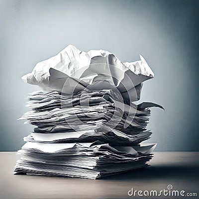 Stack of paper documents in the office - ai generated image Stock Photo