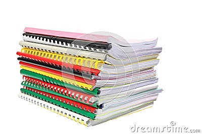 Stack of paper folders isolated on white Stock Photo