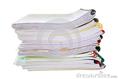 Stack paper folders isolated on white Stock Photo