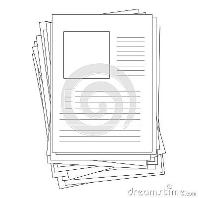 Stack of paper sign, template design element, pile of used papers on white background. Ready for your design. Vector illustration Cartoon Illustration