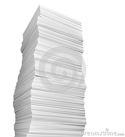 Stack of papers on white background Cartoon Illustration