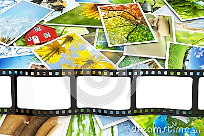 Stack of photos with film Stock Photo