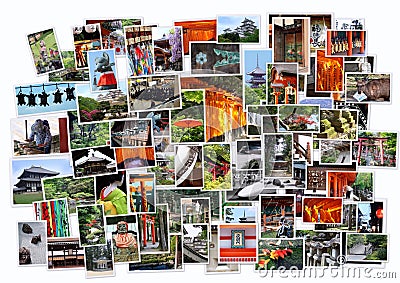 Stack of photos of Japan, Kansai area near Kyoto Editorial Stock Photo