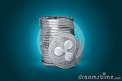 A stack or a pile of silver Ripple coins XRP growth concept Editorial Stock Photo