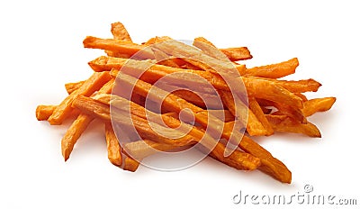 Stack or pile of spicy sweet potato french fries Stock Photo