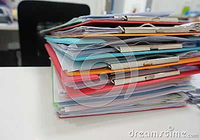 Stack of plastic clipboard and file document Stock Photo