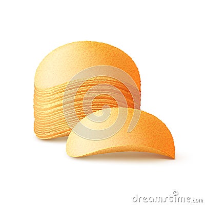 Stack of Potato Crispy Chips on Background Vector Illustration