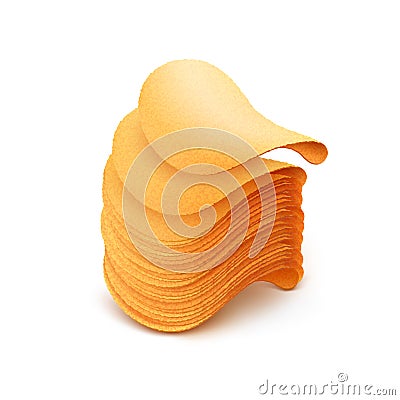 Stack of Potato Crispy Chips Close up on White Background Vector Illustration