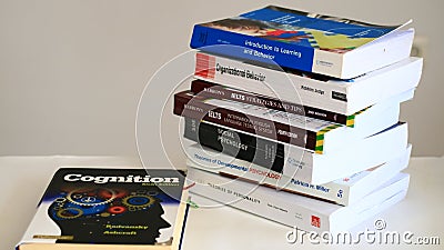 Stack of psychology book Editorial Stock Photo