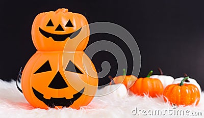 Stack Pumpkin Jack creepy in Halloween day concept Stock Photo