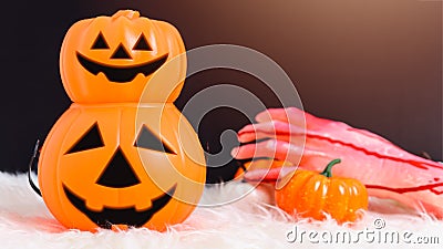 Stack Pumpkin Jack creepy in Halloween day concept Stock Photo