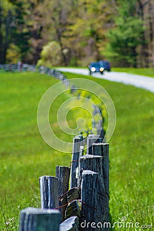 Stack Rail Fence in the Blue Ridge Mountains Stock Photo