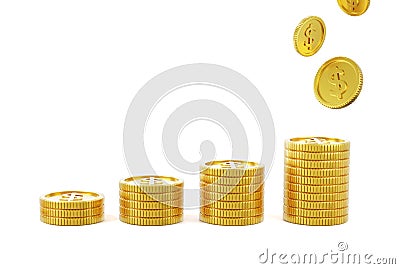Stack Realistic many gold coins splash Cartoon Illustration