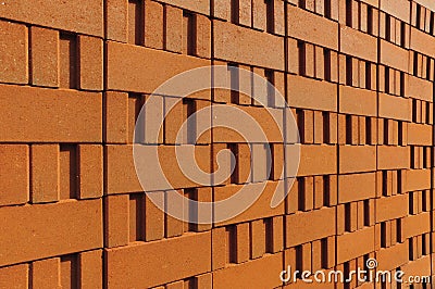 Stack of red clay bricks Stock Photo