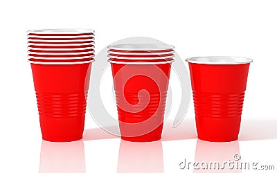 Stack of red plastic cups. Stock Photo