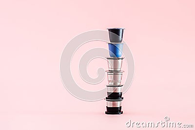 Stack of refillable coffee pods Stock Photo
