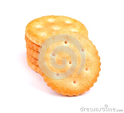 Stack round cracker isolated on white background. Dry cracker cookies isolated. Saltines isolated Stock Photo