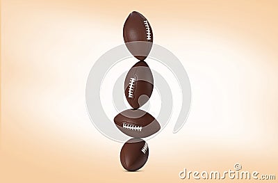 Stack of rugby balls on beige background Stock Photo