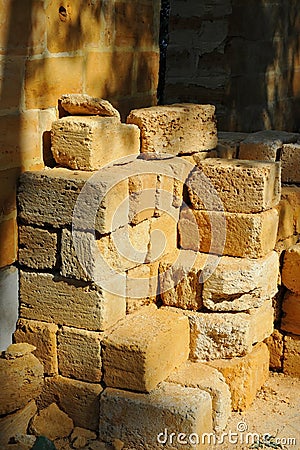 Stack of sandstone brick Stock Photo