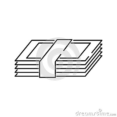 Stack of sealed banknotes. Vector flat line icon. Money logo symbol Vector Illustration