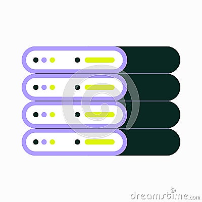 Stack Of Servers In Flat Vector Illustration Symbolizing Data Storage, Cloud Hosting, And IT Infrastructure, Isolated On Vector Illustration