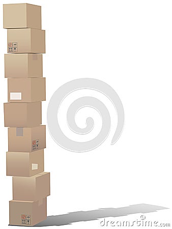 Stack of shipping carton boxes Vector Illustration