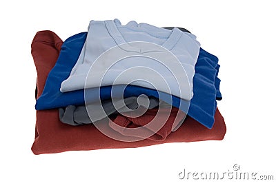 Stack shirts isolated on white Stock Photo