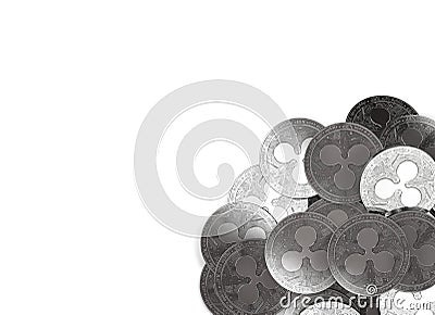 Stack of silver Ripple coins in bottom-right corner isolated Editorial Stock Photo