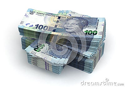 Stack of South African Rand Stock Photo