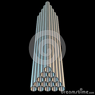 Stack of steel pipes. Stock Photo