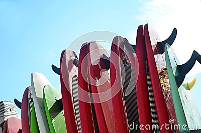 Stack of surfboards Stock Photo