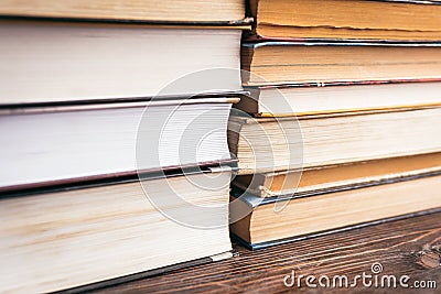 A stack of textbooks, preparation for exams Stock Photo