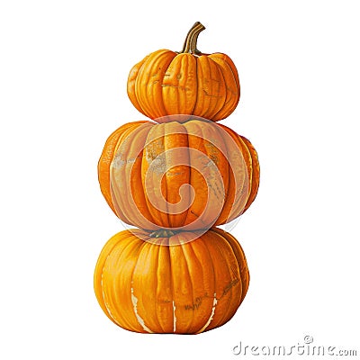 Stack of Three Ripe Pumpkins Stock Photo