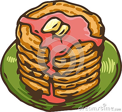 Stack of Traditional Pancakes with Butter Vector Illustration