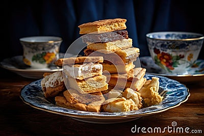 stack of various homemade biscuits on a plate Stock Photo