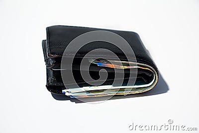 Stack of various of israeli shekel money bills in close black le Stock Photo