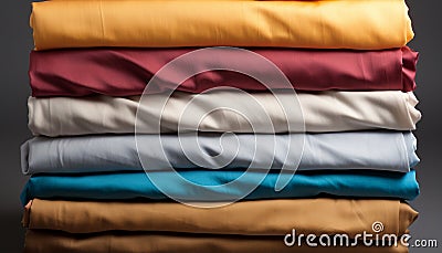 Stack of various natural fabrics. Natural textile background Stock Photo