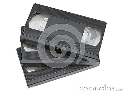 Stack of video cassettes Stock Photo