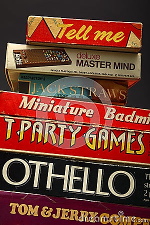 Stack of vintage board games Editorial Stock Photo