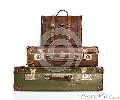 Stack of vintage suitcases Stock Photo